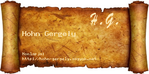 Hohn Gergely névjegykártya
